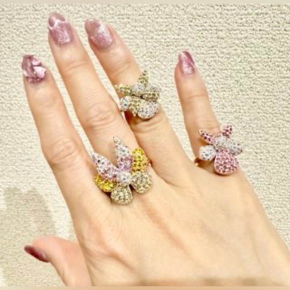 3 Swarovski Light Orchid Butterfly Rings | Swan Signed | New | Rare/Retired - Picture 3 of 14